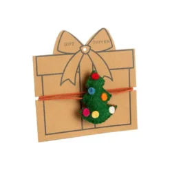 Décor pour cadeaux sapin en feutrine vert - 2,5 x 3 cm