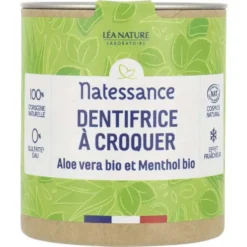 Dentifrice à croquer aloe vera et menthol Natessance - 52 g