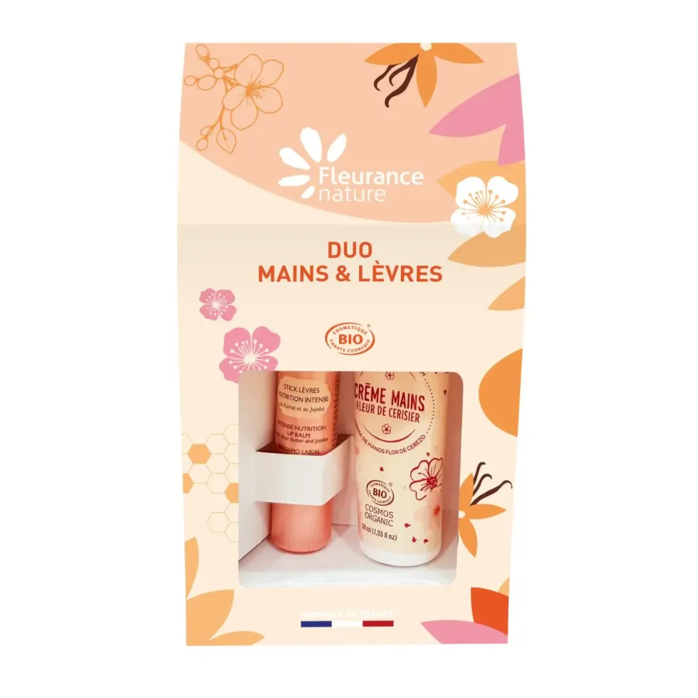 Duo stick lèvres et crème mains bio fleur de cerisier Fleurance Nature