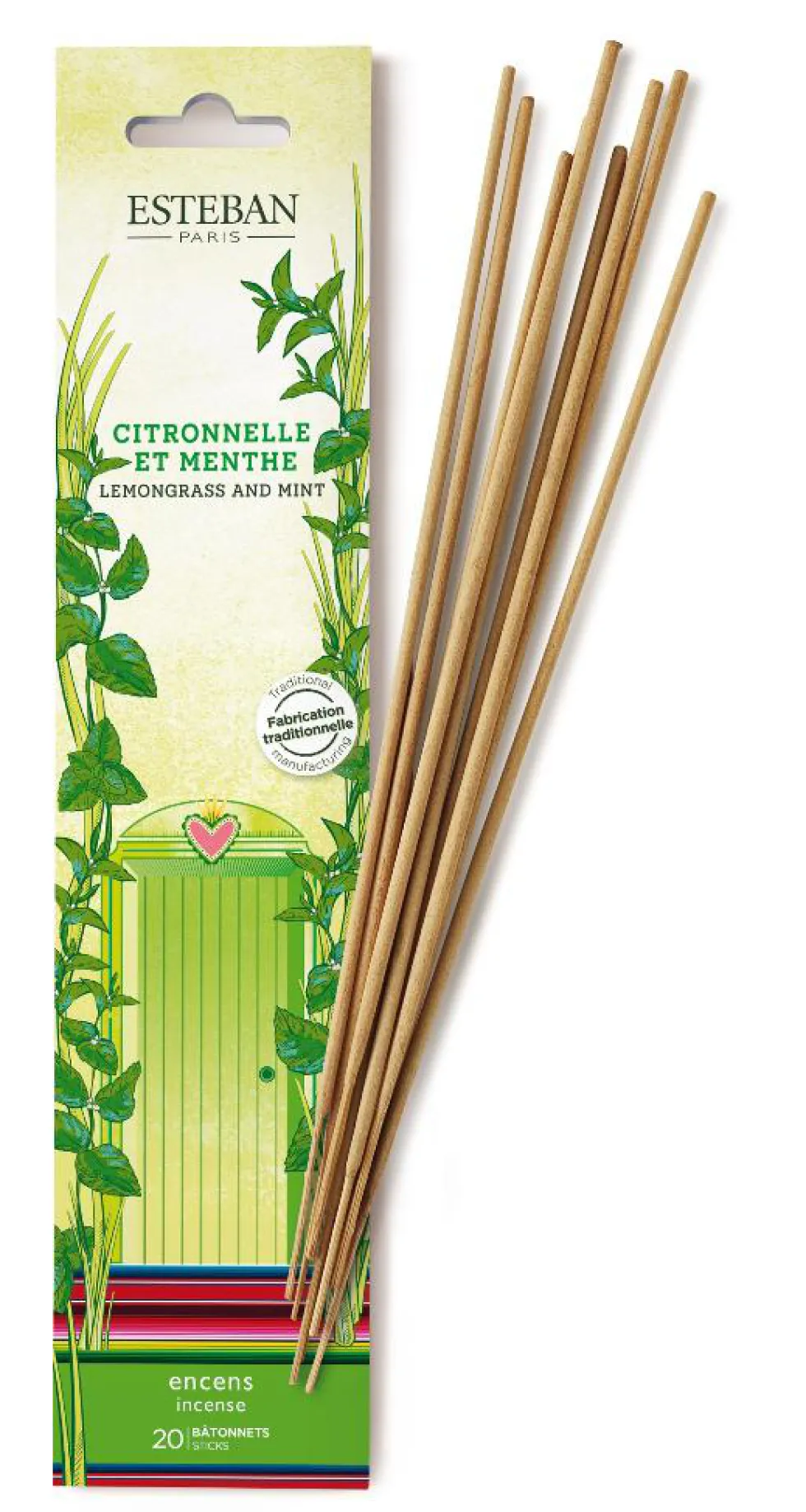 Encens indien senteur citronnelle et menthe Esteban - 20 batonnets