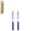 Ensemble de 2 bougies flambeau dipdye bleu clair - Ø 2,2 x H 25 cm