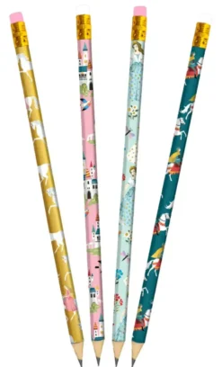 Ensemble de 4 crayons à papier thème Le jardin de la princesse Cartedart - 19,5 cm