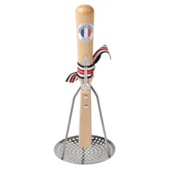 Ensemble presse-purée et éplucheur en bois de hêtre naturel - 24 cm