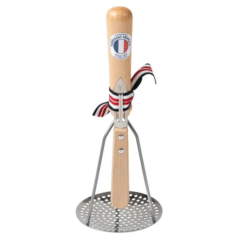 Ensemble presse-purée et éplucheur en bois de hêtre naturel - 24 cm