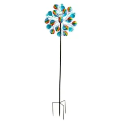 Eolienne solaire SkyRunner coloris bleu en métal Smartgarden - 213 x 58 x 25,5 cm