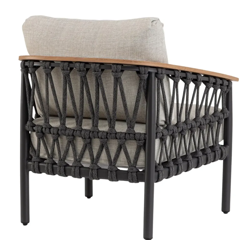 Fauteuil anthracite en aluminium et corde Bizzotto Fenix - 75 x 75 x 85 cm