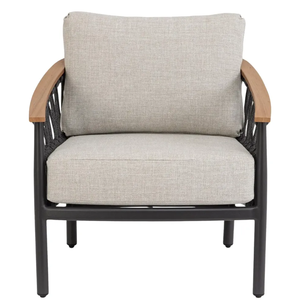Fauteuil anthracite en aluminium et corde Bizzotto Fenix - 75 x 75 x 85 cm
