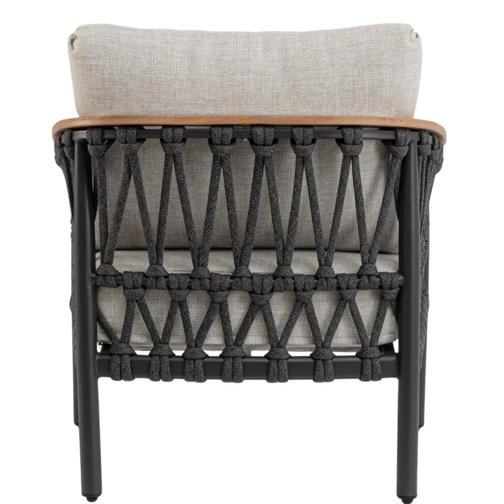 Fauteuil anthracite en aluminium et corde Bizzotto Fenix - 75 x 75 x 85 cm
