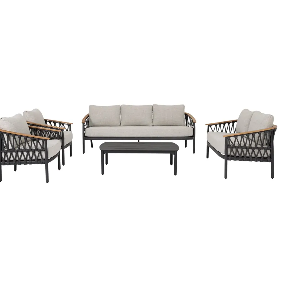 Fauteuil anthracite en aluminium et corde Bizzotto Fenix - 75 x 75 x 85 cm