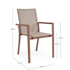 Fauteuil coloris terre cuite en aluminium Bizzotto Konnor - 56 x 60 x 88 cm