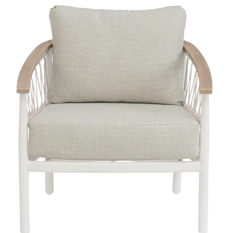 Fauteuil crème en aluminium et corde Bizzotto Fenix - 75 x 75 x 85 cm