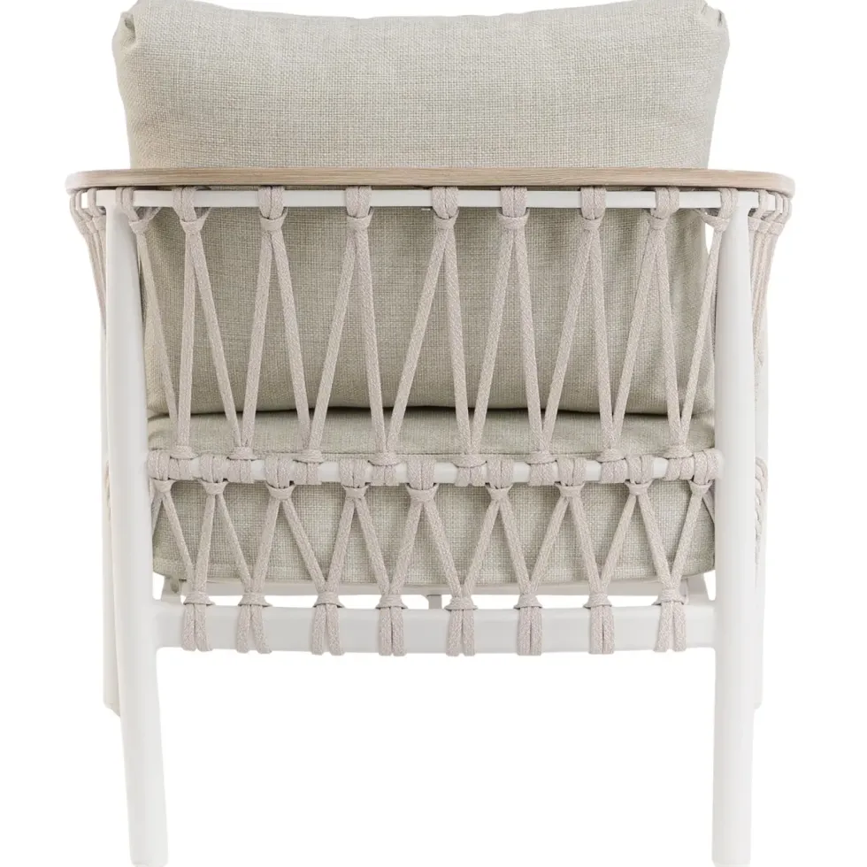 Fauteuil crème en aluminium et corde Bizzotto Fenix - 75 x 75 x 85 cm