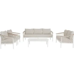 Fauteuil crème en aluminium et corde Bizzotto Fenix - 75 x 75 x 85 cm