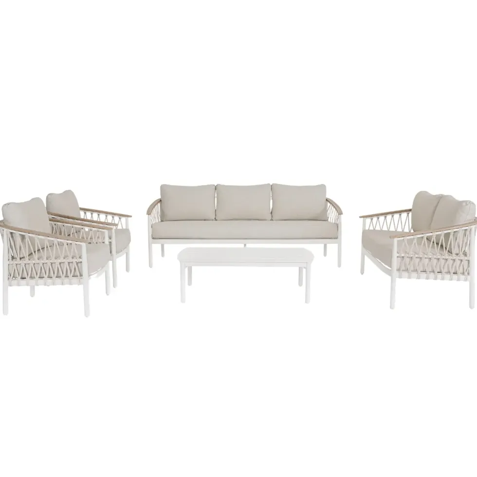 Fauteuil crème en aluminium et corde Bizzotto Fenix - 75 x 75 x 85 cm