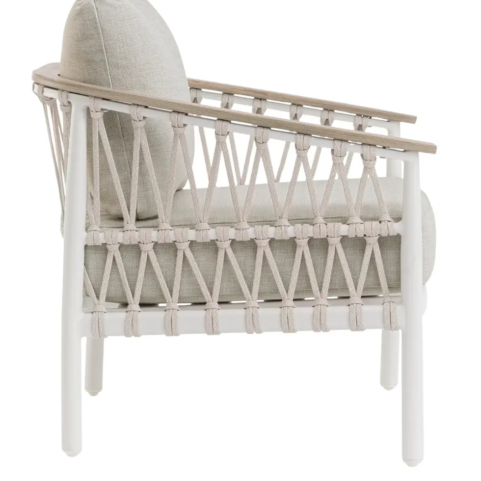 Fauteuil crème en aluminium et corde Bizzotto Fenix - 75 x 75 x 85 cm