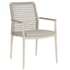 Fauteuil grège en aluminium, teck et corde Bizzotto Maddox - 56 x 60 x 82,5 cm
