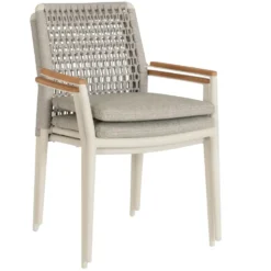 Fauteuil grège en aluminium, teck et corde Bizzotto Maddox - 56 x 60 x 82,5 cm