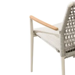 Fauteuil grège en aluminium, teck et corde Bizzotto Maddox - 56 x 60 x 82,5 cm