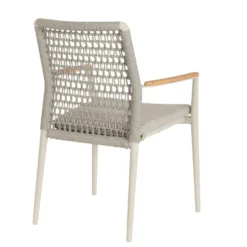Fauteuil grège en aluminium, teck et corde Bizzotto Maddox - 56 x 60 x 82,5 cm