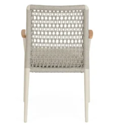Fauteuil grège en aluminium, teck et corde Bizzotto Maddox - 56 x 60 x 82,5 cm