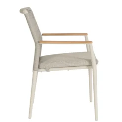 Fauteuil grège en aluminium, teck et corde Bizzotto Maddox - 56 x 60 x 82,5 cm