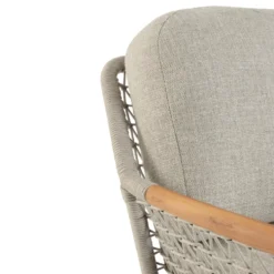 Fauteuil grège en aluminium, teck et corde Bizzotto Eulero - 75 x 98 x 85 cm