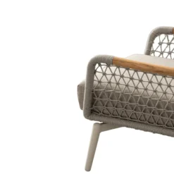 Fauteuil grège en aluminium, teck et corde Bizzotto Eulero - 75 x 98 x 85 cm