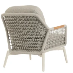 Fauteuil grège en aluminium, teck et corde Bizzotto Eulero - 75 x 98 x 85 cm