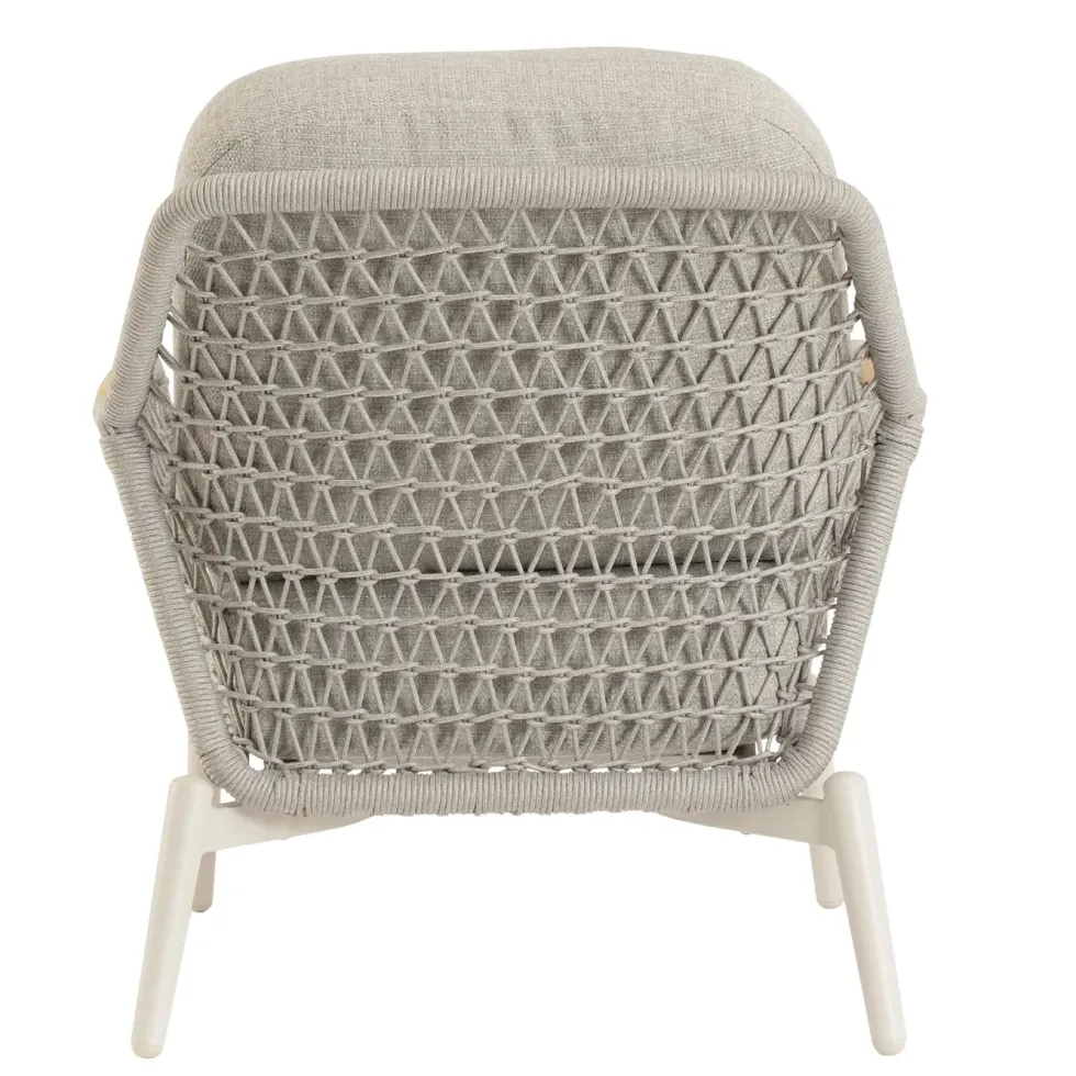 Fauteuil grège en aluminium, teck et corde Bizzotto Eulero - 75 x 98 x 85 cm