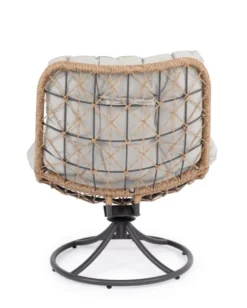 Fauteuil pivotant Aralia coloris gris en corde - 72 x 83 x 93 cm