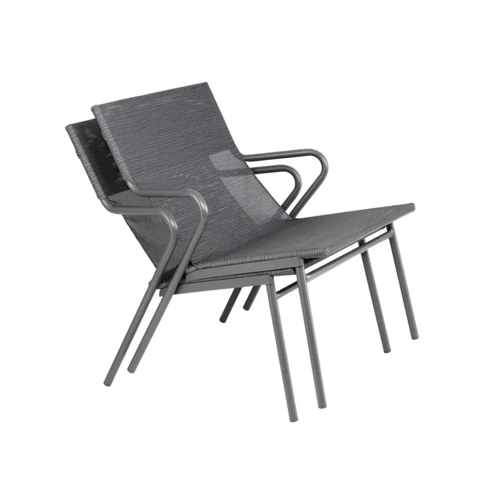 Fauteuil 1 place Vence Batylin Obsidian coloris gris Lafuma - 68 x 69 x 70 cm