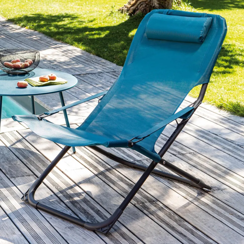 Fauteuil relax bleue 127 x 61 x 28,5 cm