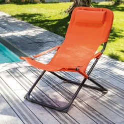 Fauteuil relax graphite/orange 127 x 61 x 28,5 cm