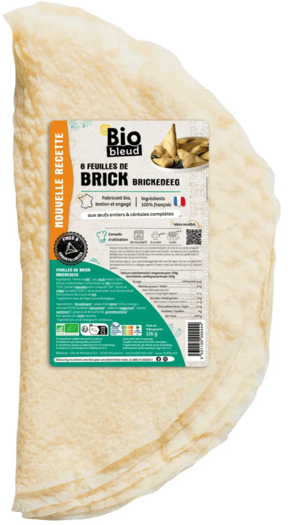 Feuilles de brick bio x 8 Biobleud - 136 g