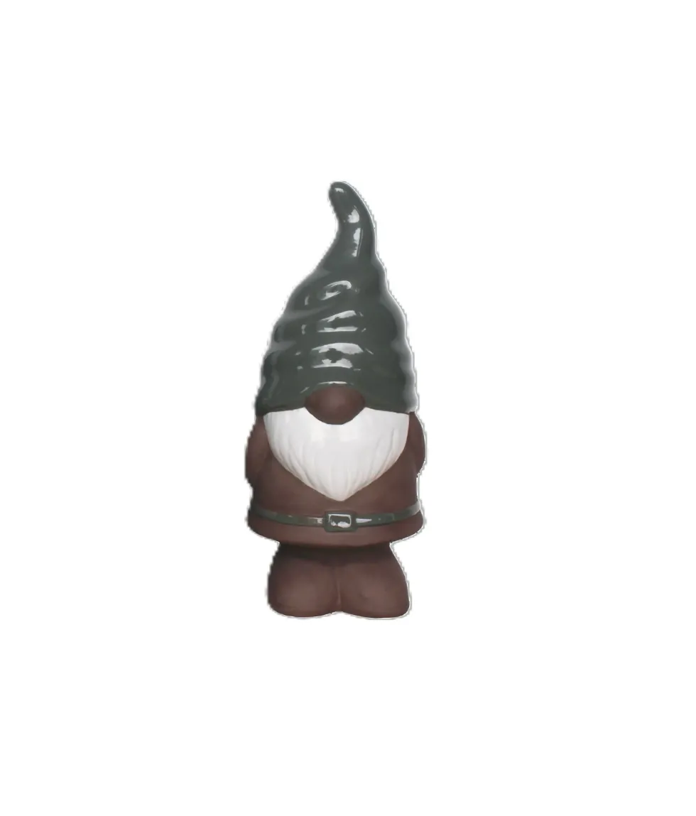 Figurine de gnome en faïence émaillée verte Pot&Déco - 10 x 10 x 21 cm