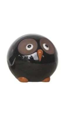 Figurine hibou en céramique coloris noir Pot&Déco Bubu - Ø 20 x H 18 cm