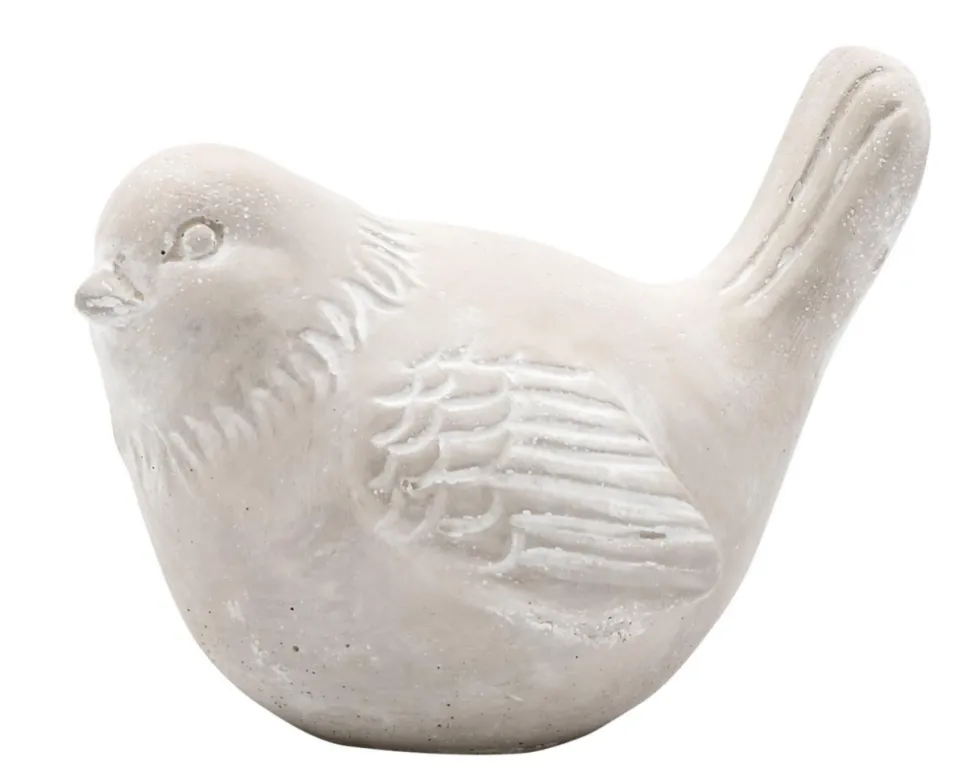 Figurine oiseau coloris gris en ciment - 15 x 10,5 x 11,5 cm