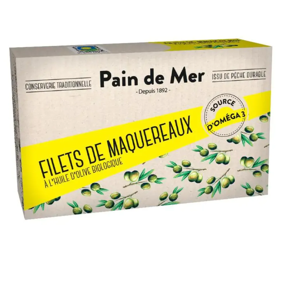 Filets de maquereaux à l'huile d'olive en boîte Pain de Mer - 120 g