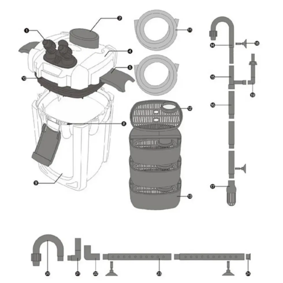 Filtre externe aquarium, grande capacité jusqu'à 700L - SUNSUN HW-703A
