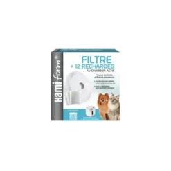 Filtre pour bar à eau pour chien et chat et 12 recharges au charbon Hamiform