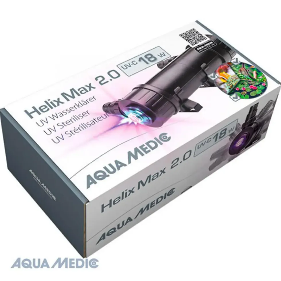 Filtre UV aquarium, efficacité maximale, AQUA MEDIC Helix Max 2.0 - 18W