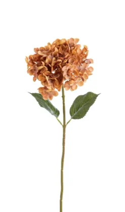 Fleur artificielle en papier hortensia coloris orange - H 65 cm