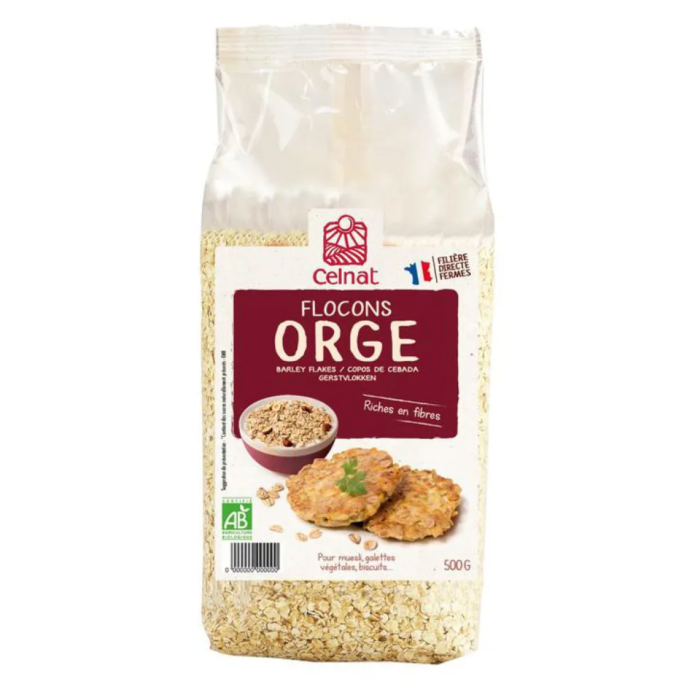 Flocons d’orge bio en sachet de 500 g