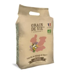 Foin bio au mélange de fleurs pour petits mammifères Grain de vie - 25 L