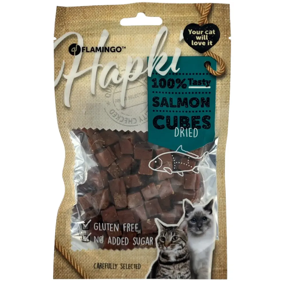 Friandises pour chat Hapki saumon cubes Flamingo - 85 g