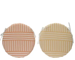 Galette de chaise ronde en polyester à rayures - Ø 38 x H 4 cm