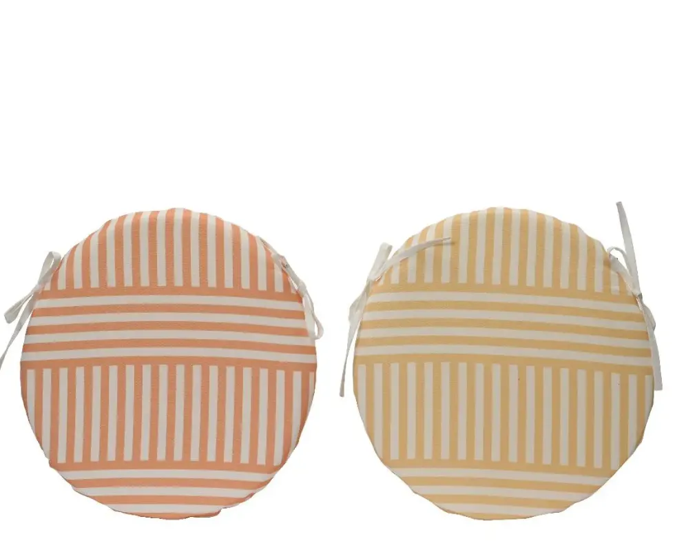 Galette de chaise ronde en polyester à rayures - Ø 38 x H 4 cm