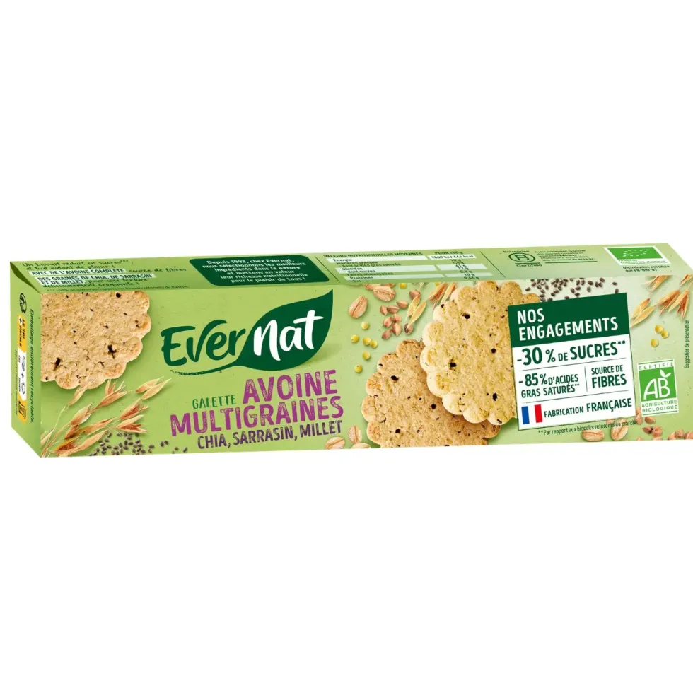 Galettes bio avoine multigraines Evernat - 120 g