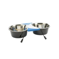 Gamelle double pour chien diner set en 8 – 2 x 950 ml (livrée aléatoirement parmi 4 coloris)