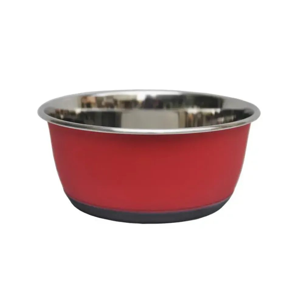 Gamelle pour chien et chat coloris rouge mat en inox Tyrol – 1900 ml